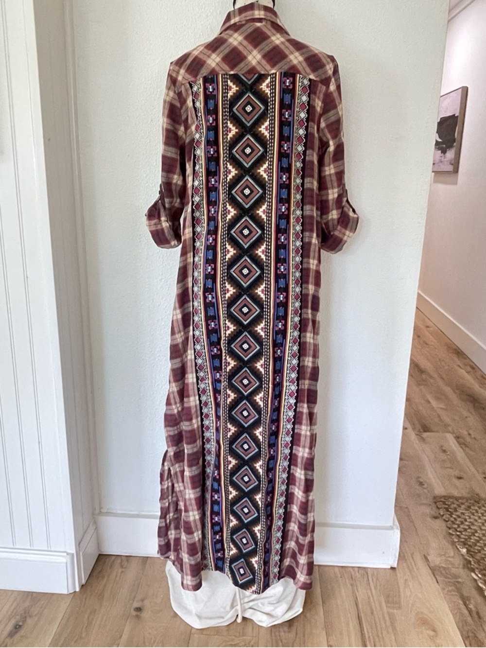 Andrew by Unit Boho Plaid Maxi Shirt Dress
